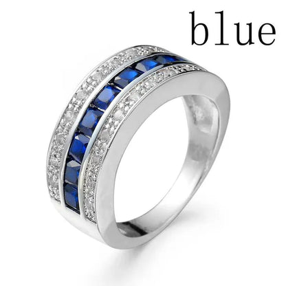 Fashion Women Men's Ruby CZ 925 Silver Plated Gem Ring Band Gift Size 7-11  (Choice Color and Size )