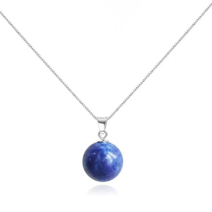 Adjustable 925 Sterling Silver Plated with 18K White Gold Lapis Lazuli Necklace for Women - Handmade Crystal Pendant Jewelry | December Birthstone(Lapis-Lazuli)