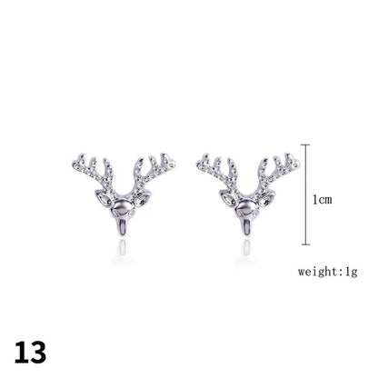 Christmas Jewelry with Diamond Snowflake Bell Christmas Earrings Christmas Tree Earrings Set Christmas Earrings Deer Stud Earrings