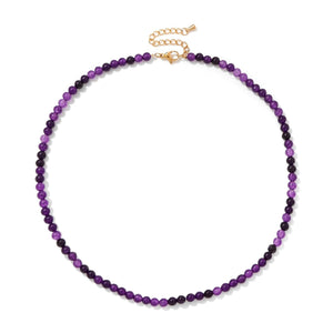 Amethyst Necklace for Women 4Mm Handmade Amethyst Beaded Necklace Crystal Choker Necklace February Birthstone Necklace Natural Stone Necklace Amethyst Jewelry Gifts for Women