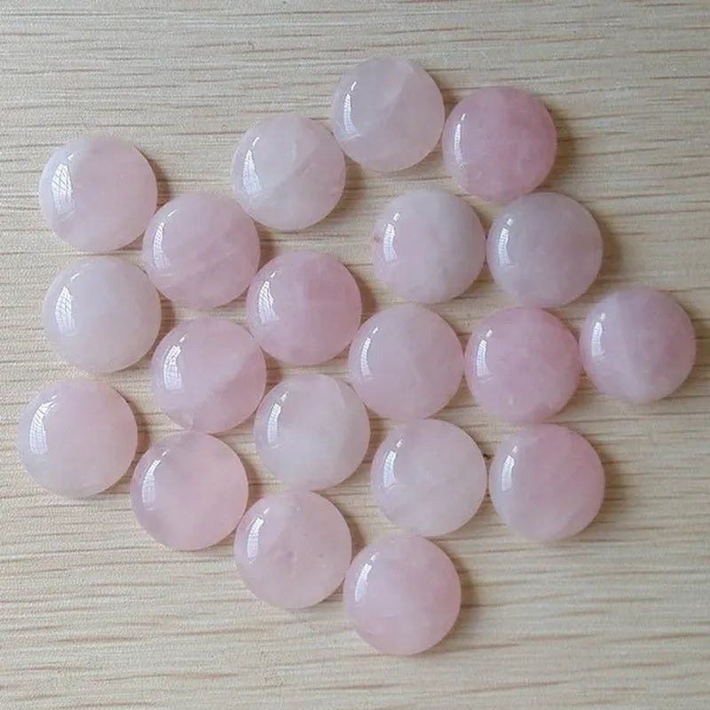 10pcs/lot 20mm Natural Gem Stone Pink Quartz Opal Malachite Tiger Eye Natural Stone Lapis Lazuli Mixed Round Cabochon 20mm DIY Jewelry Findings Accessories