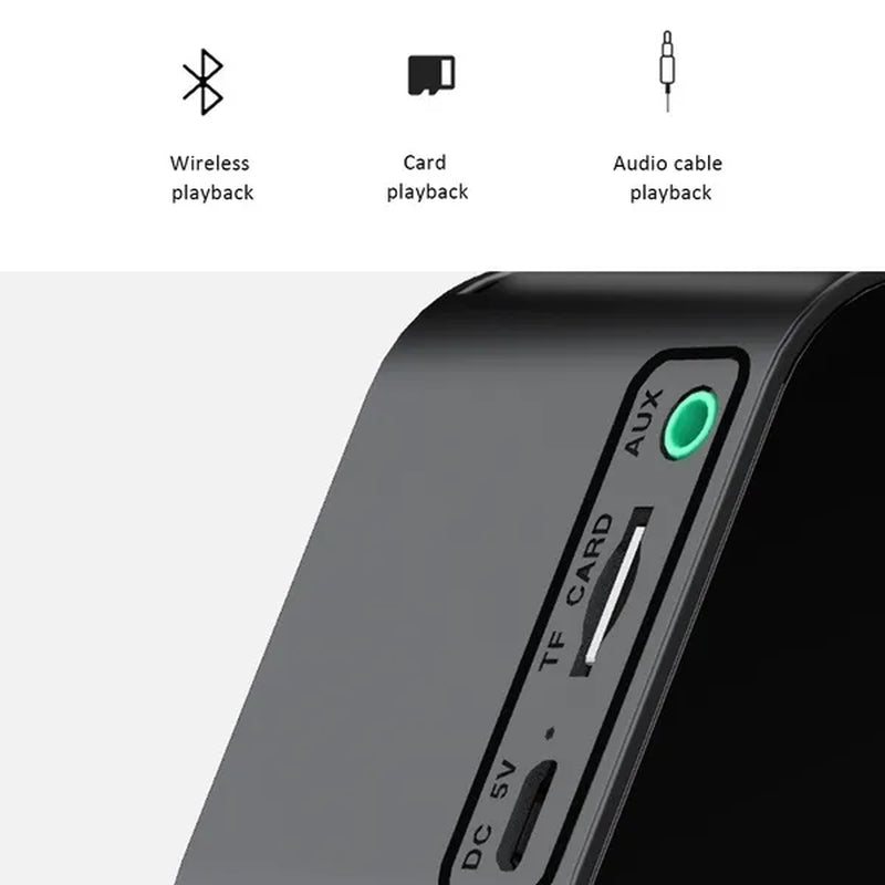 NEW Wireless Bluetooth 5.0 Speaker with Phone Holder Function Mirror LED Alarm Clock Wireless Bluetooth Speaker with FM