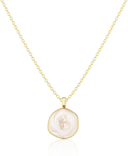 Cross Necklace for Women-Dainty Simple 14K Gold Plated Cross Pendant Cute Necklaces for Women Jewelry