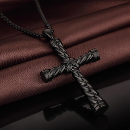 Men'S Cross Necklace 316L Stainless Steel Large Heavy Cross Pendant for Men Polished Jewelry Rolo Chain with 22'' 24'' 26''