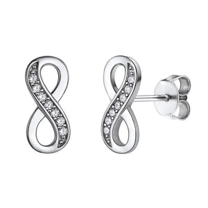 925 Sterling Silver Cubic Zirconia Infinity Symbol Stud Earrings for Women Girls