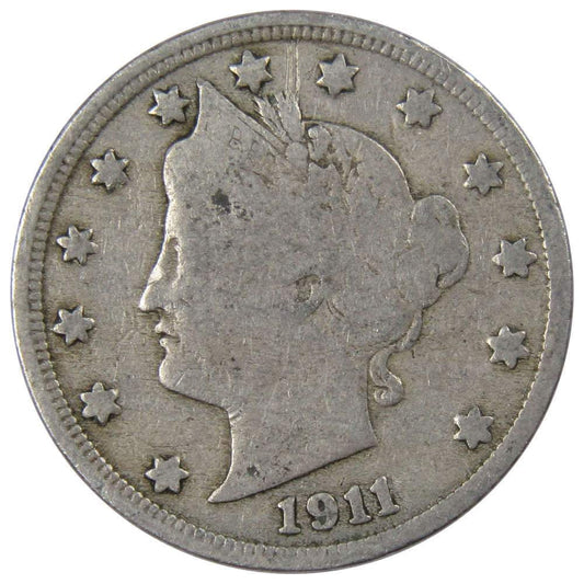 1911 Liberty Head V Nickel 5 Cent Piece AG about Good 5C US Coin Collectible Master Coins