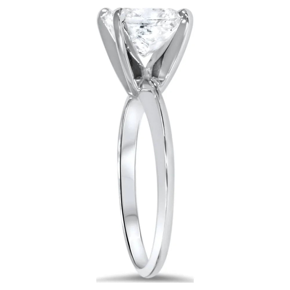 Pompeii 2Ct Princess Cut Diamond Solitaire Engagement Ring 14K White Gold ((G-H),I2-I3)