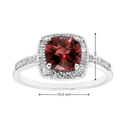 Garnet and 0.18 CT. T.W. Diamond Ring in 14K Gold