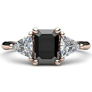 Classic Fashion 18K Rose Gold Black Diamond female Engagement Engagement Bride Princess Love Ring Size 5-11