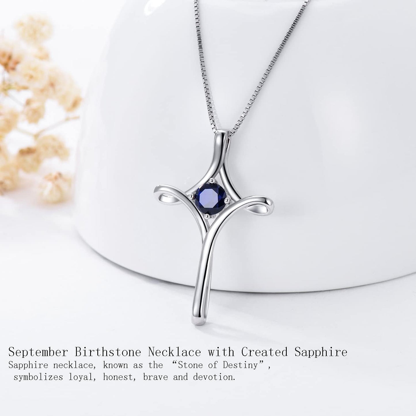 Cross Necklace for Women 925 Sterling Silver Birthstone Cross Necklace Fine Jewelry Anniversary Birthday Gifts for Her