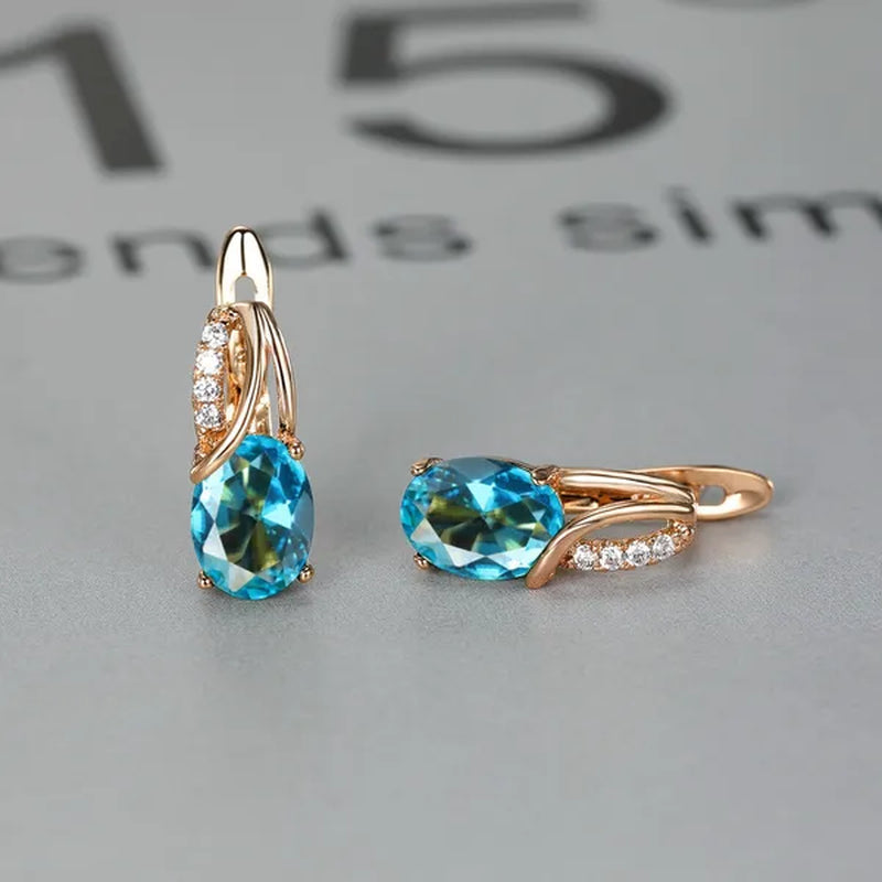 Stylish Oval Cut Aquamarine Emerald Sapphire Garnet Gemstone Hook Earrings 14K Gold Filled Multicolor Birthstone Diamond Bride Wedding Jewelry Gifts