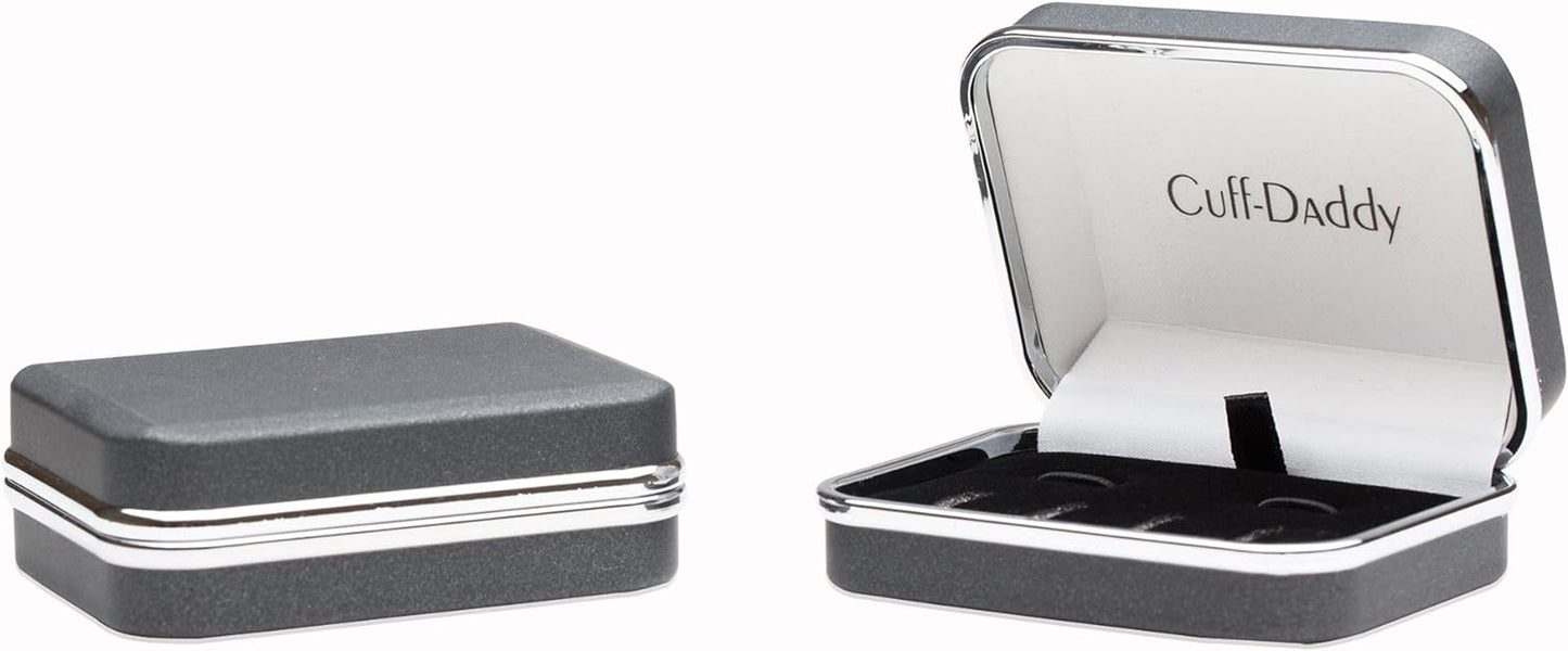 Mens Silver and White Mother of Pearl Tuxedo Cufflinks Studs Formal Set with Travel Presentation Gift Box