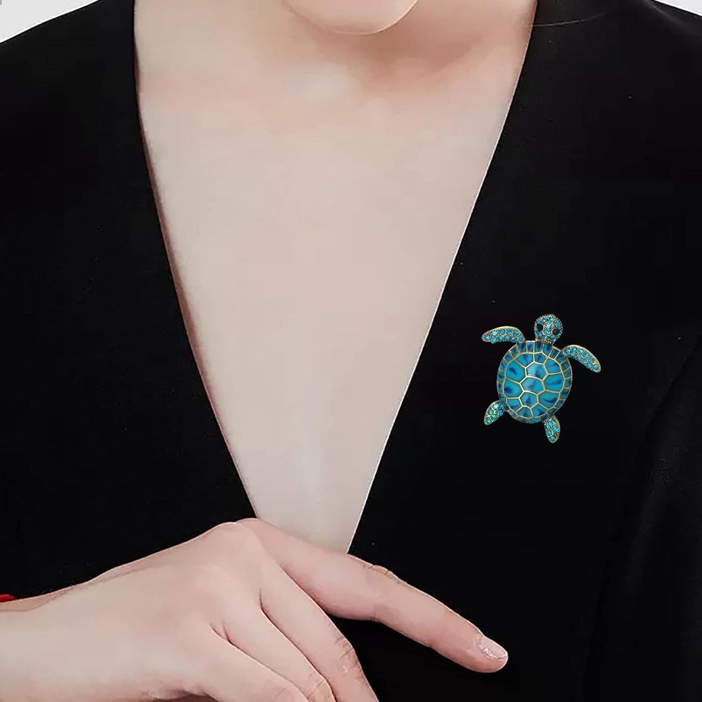 2023 New Floral Brooch Pin Gold Plated Flower and Bee/Sea Turtle Decorative Garment Dress Jewelry for Rose (B, One Size)
