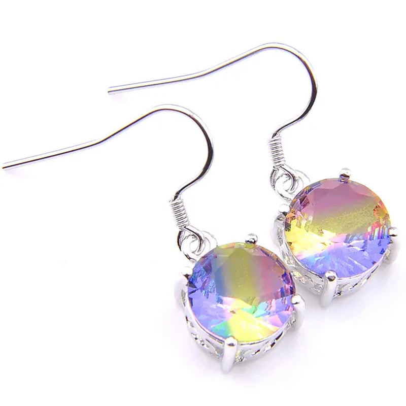 Luckyshine Sparking Round Fire Bi-Colored Tourmaline Gemstone Silver Earrings Pendants Necklaces Jewelry Sets for Women