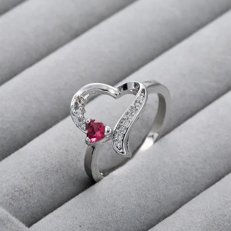 925 Sterling Silver  Wedding Jewelry Natural Ruby Gemstone Promise Ring