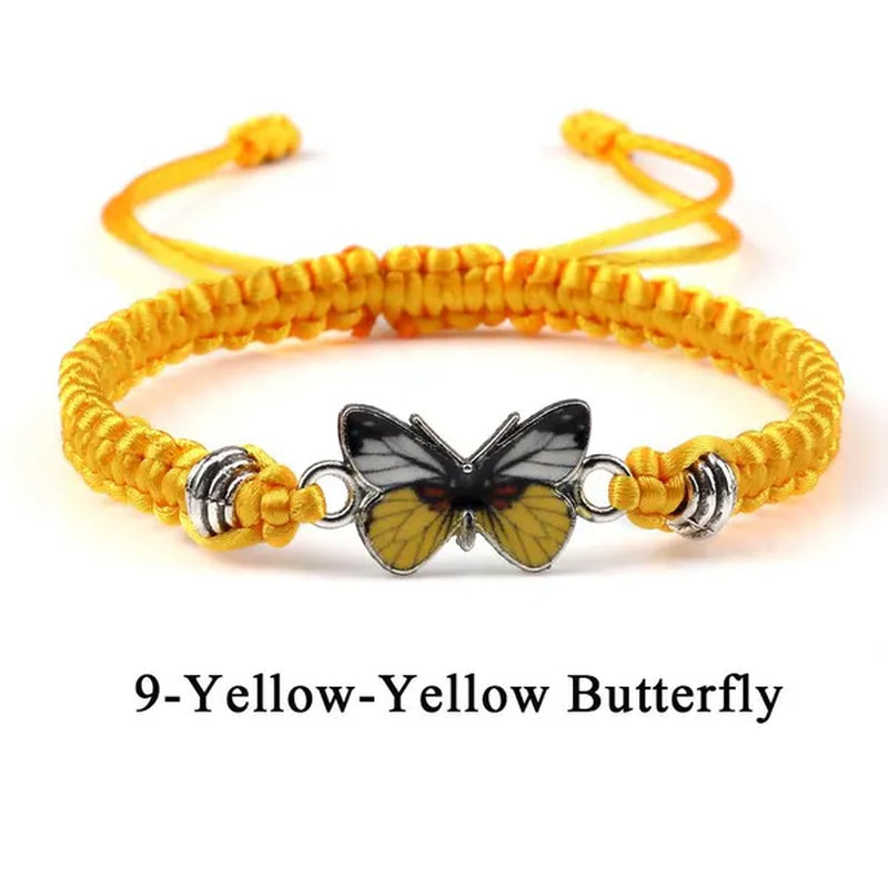 2022 Hot Adjustable Braided String Bracelet for Women Grey Butterfly Pendant Handmade Charm Bangles Fashion Girl Jewelry