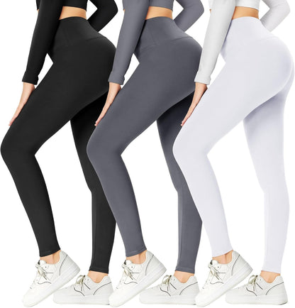 3 Pack Capri Leggings for Women - Stretch Tummy Control Yoga Pants for Cycling Workout