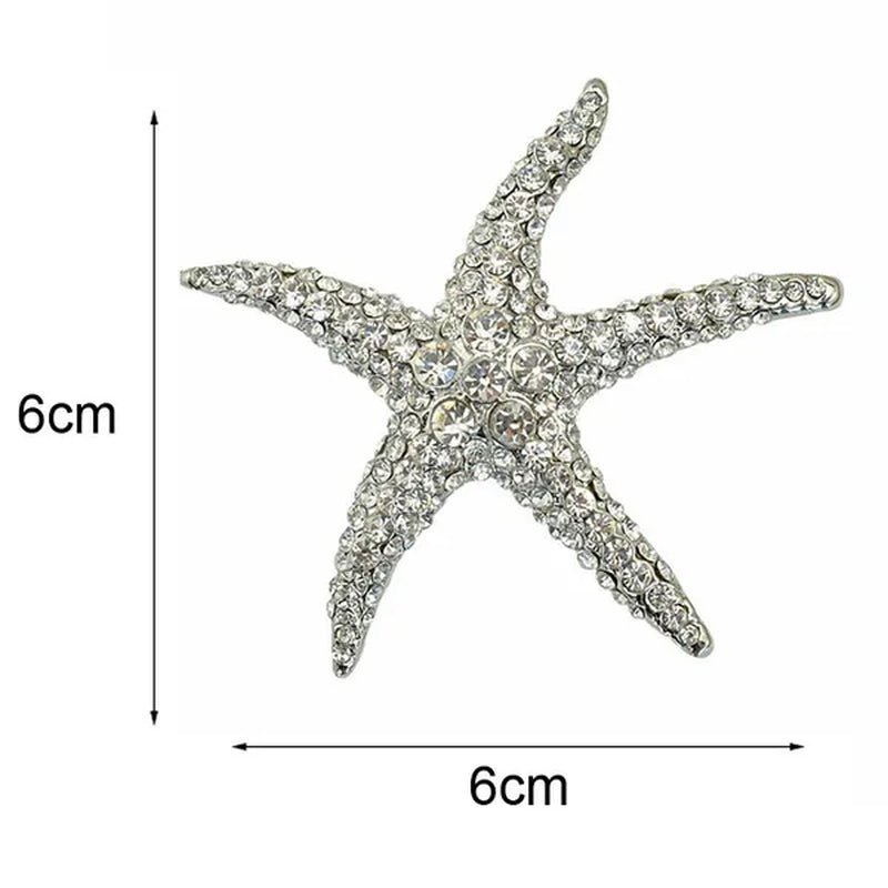 Starfish Brooches Blue Rhinestone Starfish Brooch Fashion Colorful Bridesmaid Wedding for Woman