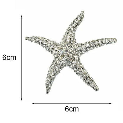 Starfish Brooches Blue Rhinestone Starfish Brooch Fashion Colorful Bridesmaid Wedding for Woman