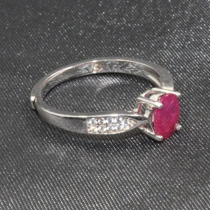 CoLife Jewelry Ruby Ring for Engagement 5mm*7mm 100% Real Ruby Silver Ring Solid 925 Silver Ruby Jewelry Birthday Gift for Woman