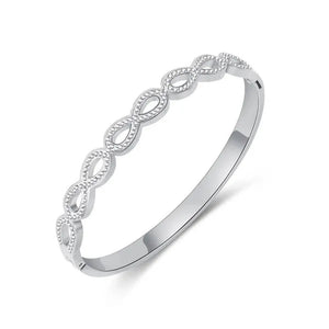 Luxury Fashion Hollow Out Love Infinite Sign Bracelet Inlay Cubic Zirconia for Women Girls Titanium Steel Zircon CZ Stone Infinity Bracelet Silver / Gold
