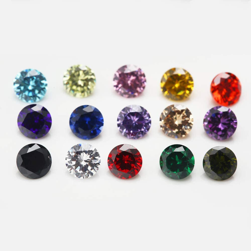 Size 1Mm-10Mm round Cut Cubic Zirconia Stone Loose CZ Stones Mixed 15 Colors Synthetic Gemstone
