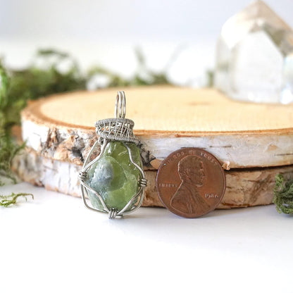 Handmade Women’S Peridot Necklace 24 Inch Chain White Gold Plated, August Birthstone