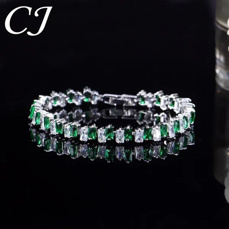 CANDICE Hottest Yellow Gold Plated Tennis Bracelet for Women Shiny Baguette Cubic Zircon Setting Gorgeous Party Jewelry Accessories