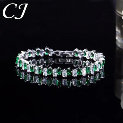 CANDICE Hottest Yellow Gold Plated Tennis Bracelet for Women Shiny Baguette Cubic Zircon Setting Gorgeous Party Jewelry Accessories