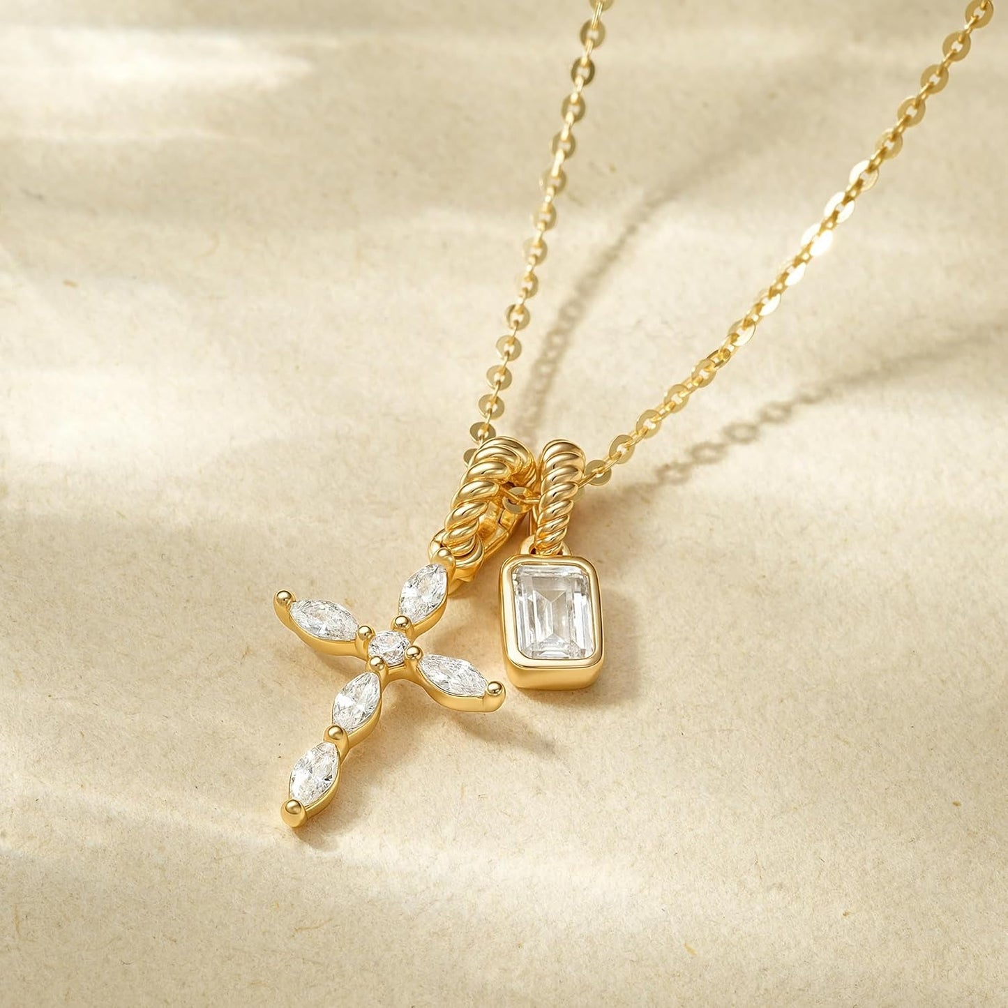 Gold Cross Necklace for Women: 14K Gold Plated Dainty Cross Pendant Non-Tarnish Necklace, Faith Crucifix Chain Jewelry, Elegant Religious Gifts