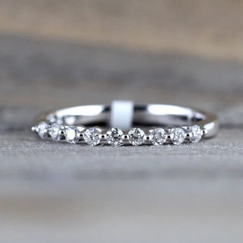Fashion Half Eternity Zircon Ring Romantic Bride Proposal Engagement Wedding Band Anniversary Gift