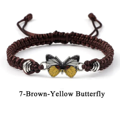 2022 Hot Adjustable Braided String Bracelet for Women Grey Butterfly Pendant Handmade Charm Bangles Fashion Girl Jewelry