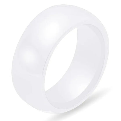 8mm Wide Simple Style Ceramics Ring Women Men Fashion Couple Jewelry Black / White / Pink Exquisite Cute Fine Rings Lover Wedding Band From Milkle Gift