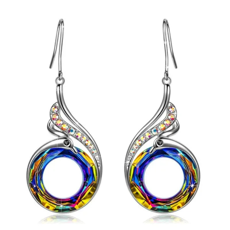 2 Colors Woman'S ❤️Nirvana of Phoenix❤️ Crystals Earrings ( Blue / Multi )