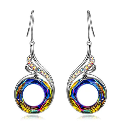 2 Colors Woman'S ❤️Nirvana of Phoenix❤️ Crystals Earrings ( Blue / Multi )