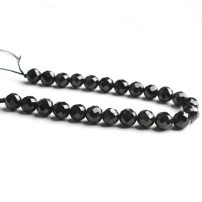 1pcs Faceted Gem Black Tourmaline Stone Beads Loose Spacer Beads For Jewelry Making 7.5inches 6/8mm