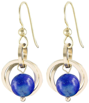 Classy Blue Lapis Earrings for Women – Real Gemstone Lapis Lazuli Earrings in 14K Gold Fill – Minimalist Gold Dangle Earrings for Women – Trendy Handcrafted Jewelry Gift Idea