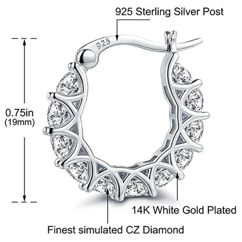 Gold Plated Earrings Silver Color Post Zircon Party Engagement Hoop Earrings for Women Elegant Gift