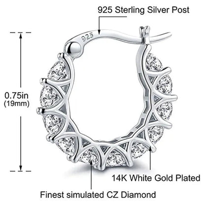 Gold Plated Earrings Silver Color Post Zircon Party Engagement Hoop Earrings for Women Elegant Gift