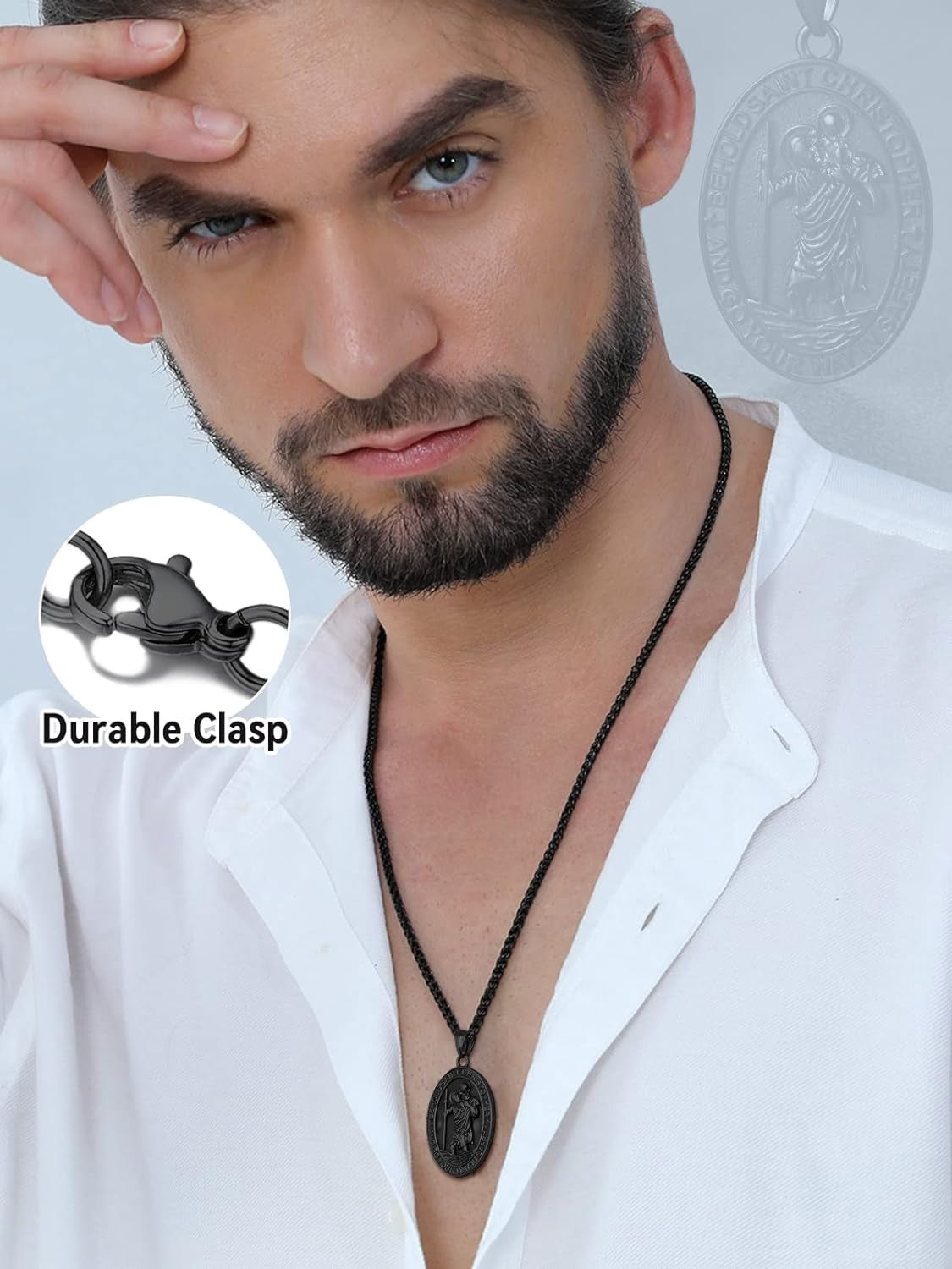 Saint Christopher Pendant Necklace for Men Women Stainless Steel Catholic Amulet Medal Jewelry Personalized Custom with Delicate Packaging