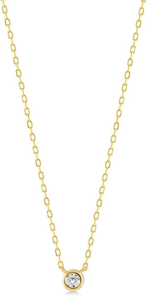 0.05 Carat Bezel-Set Natural Diamond Necklace in 14K Solid Gold