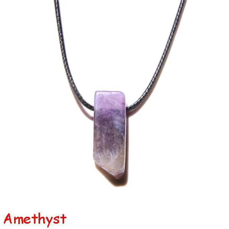 Natural Minerals Lucky Reiki Healing Crystal Quartz Stone Necklace Jewelry Pendulum Natural Tigereye Lazuli Citrin Necklace