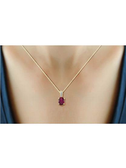 0.90 Carat T.G.W. Ruby Gemstone and White Diamond Accent Pendant