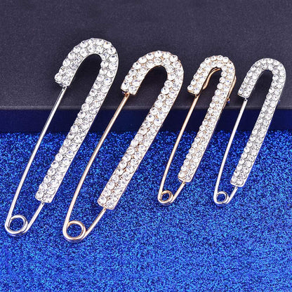 1 PCS 3 Inch Silver Rhinestone Inlaid Alloy Safety Brooch Pins Scarves Buckle Shawl Clip Jewelry Brooch DIY Accessories for Clothing Locking Ornament Fastening Embellish