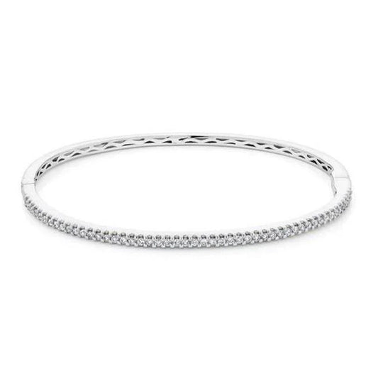 Enterprises 27055 2.50 CT Ladies round Cut Diamonds Bangle, 14K White Gold
