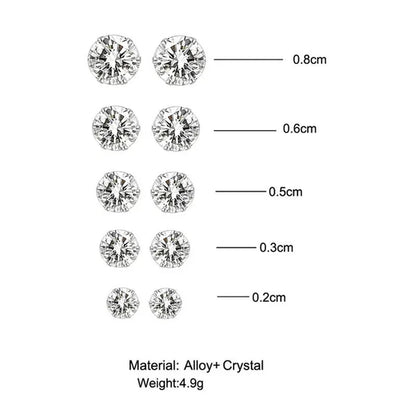 Ladies Fashionsilver Stud Earrings, Ladies Earrings, Ladies Wedding Engagement Valentine'S Day Jewelry Gifts (5 Pairs/Set)