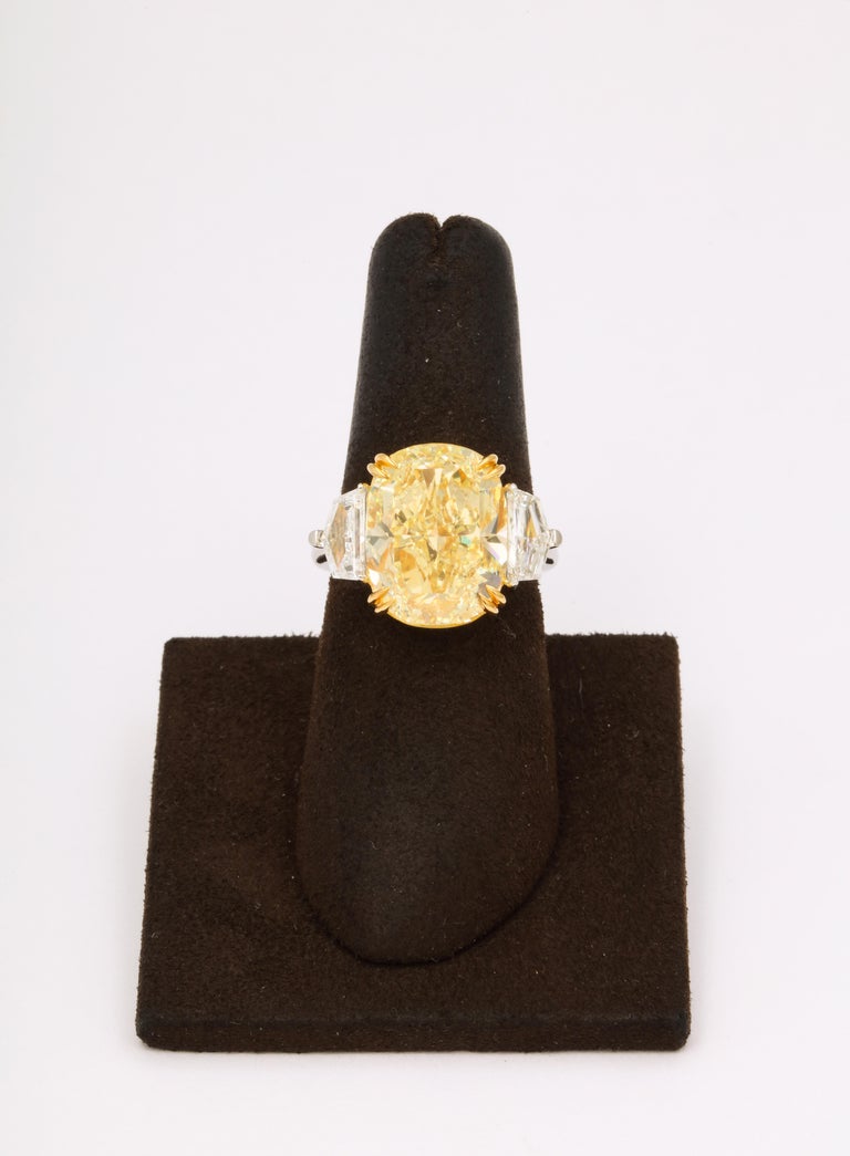 10 Carat GIA Fancy Yellow Cushion Cut Diamond Engagement Ring