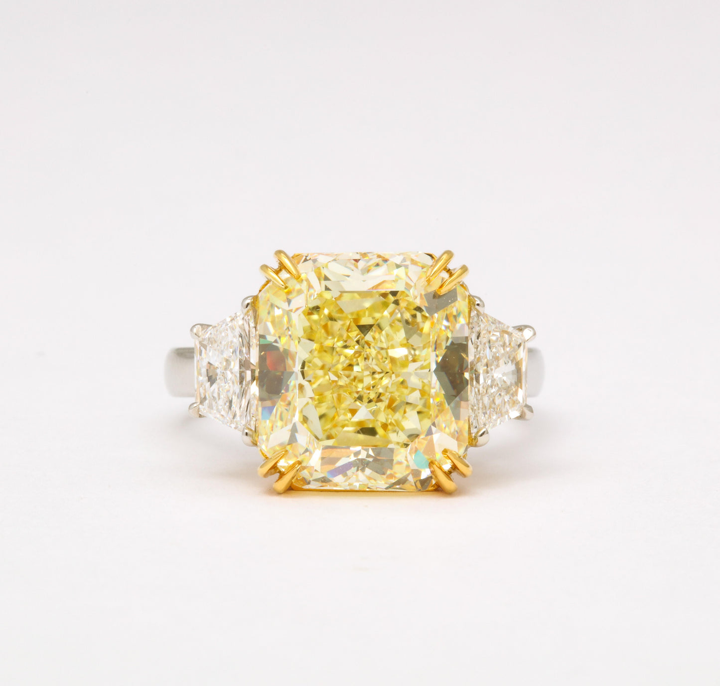 8.22 Carat Fancy Yellow Radiant Cut Diamond Engagement Ring