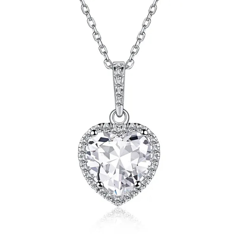 Women's Birthstone Necklace Ruby/Sapphire/ Amethyst Jewelry 925 Sterling Silver Chain Love Heart Pendant Crystal  12 Month Birth Stones Pendant for Women Girls, 誕生石,pierre de naissance,Valentines gift