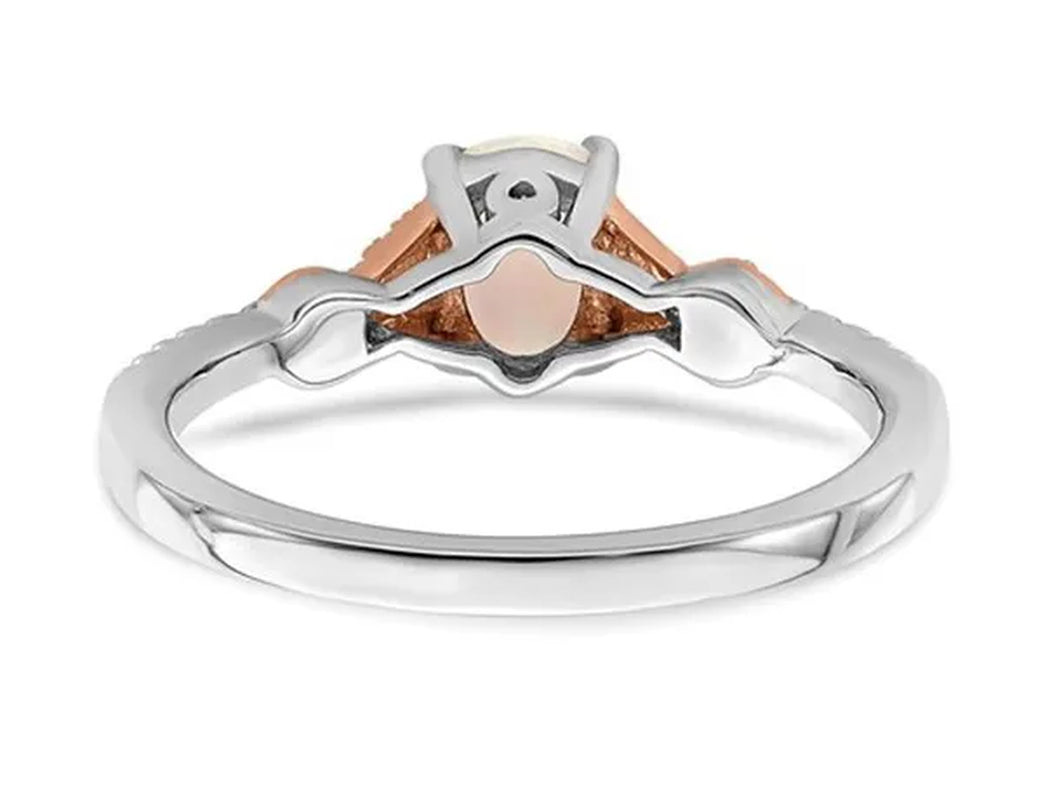 3/4 Carat (ctw) Opal Ring in 14K White and Rose Pink Gold with Accent Diamonds